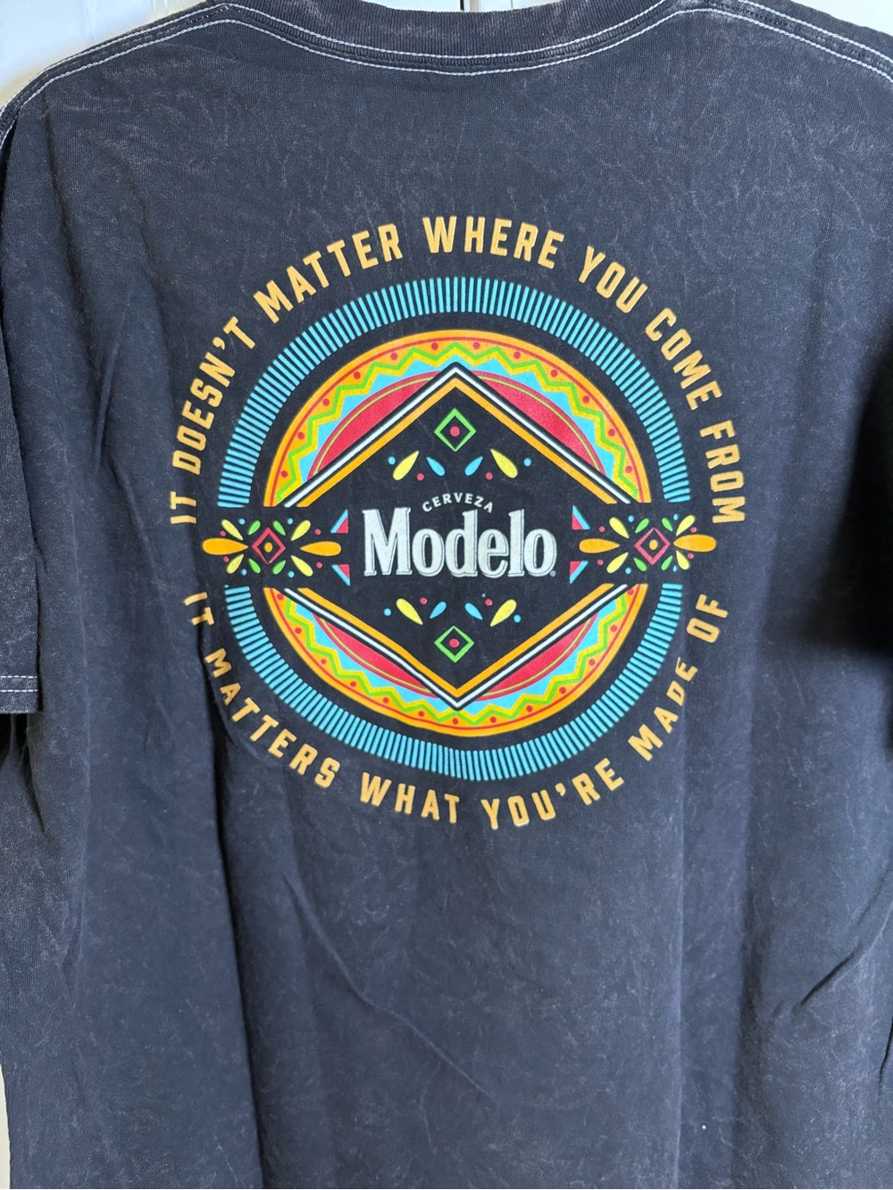 Modelo Black Crewneck Tee with Branded Logo Print XL
